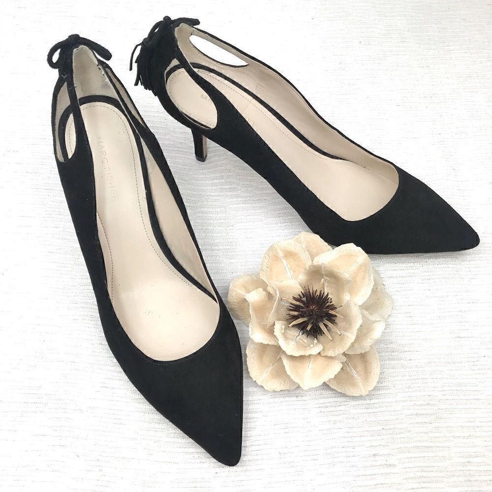 Marc Fisher Teagin Black Suede Tassel Heels